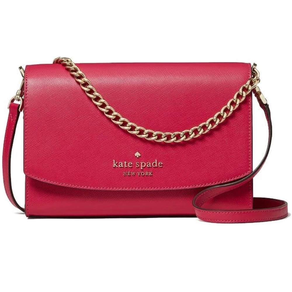 kate spade New York Red Leather Crossbody with Gold Chain